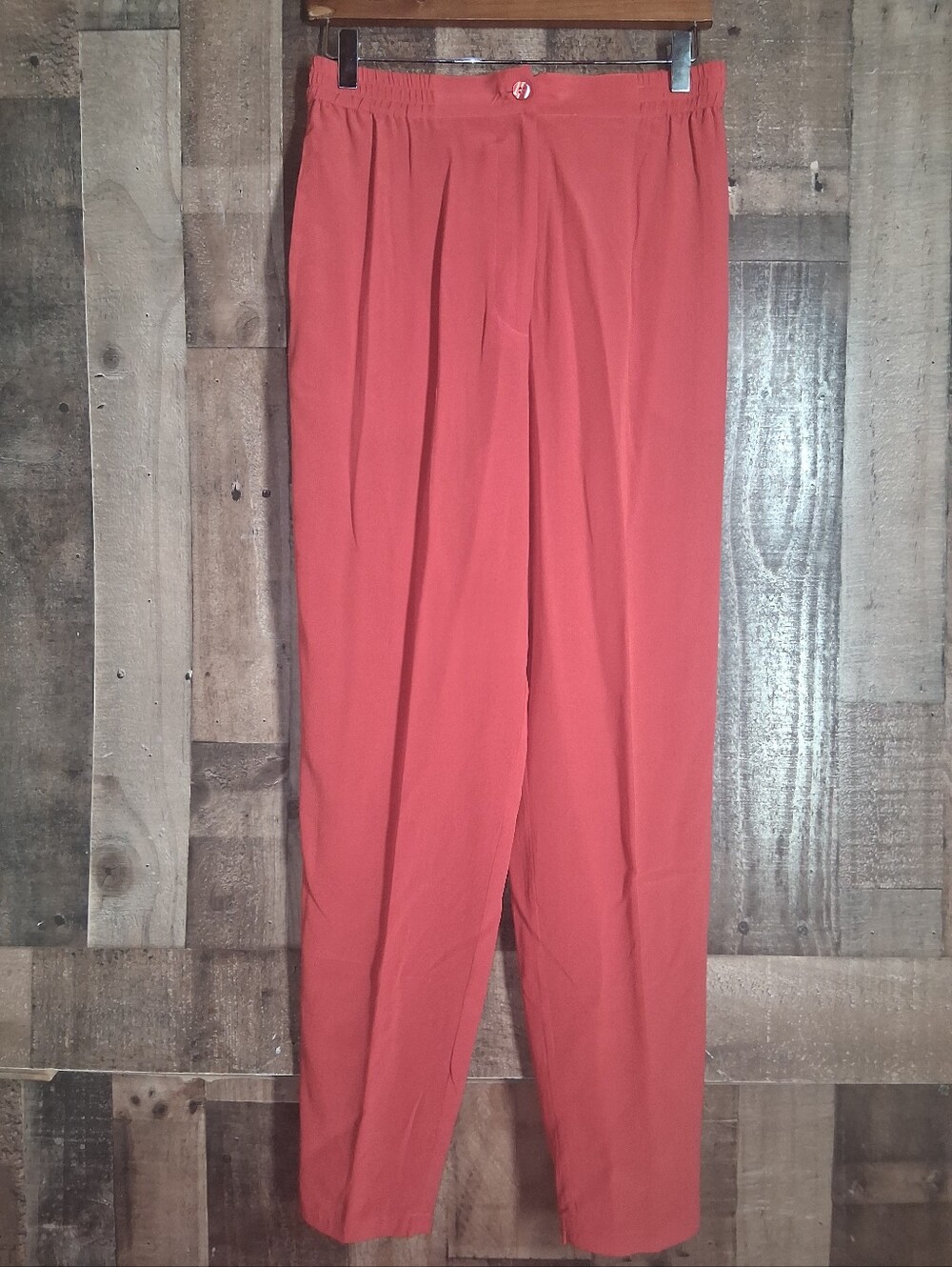 Diane Gilman Vintage 100% Silk Red Pants Size Small